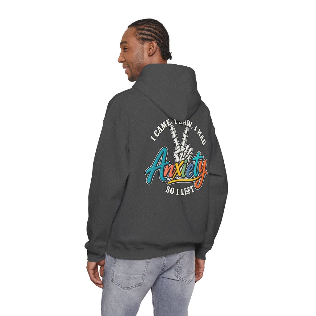 I Came I Saw I Had Anxiety Hoodie, Peace Hand Colorful Script Sweatshirt, Funny Mental Health Crewneck, Anxiety Humor Gift