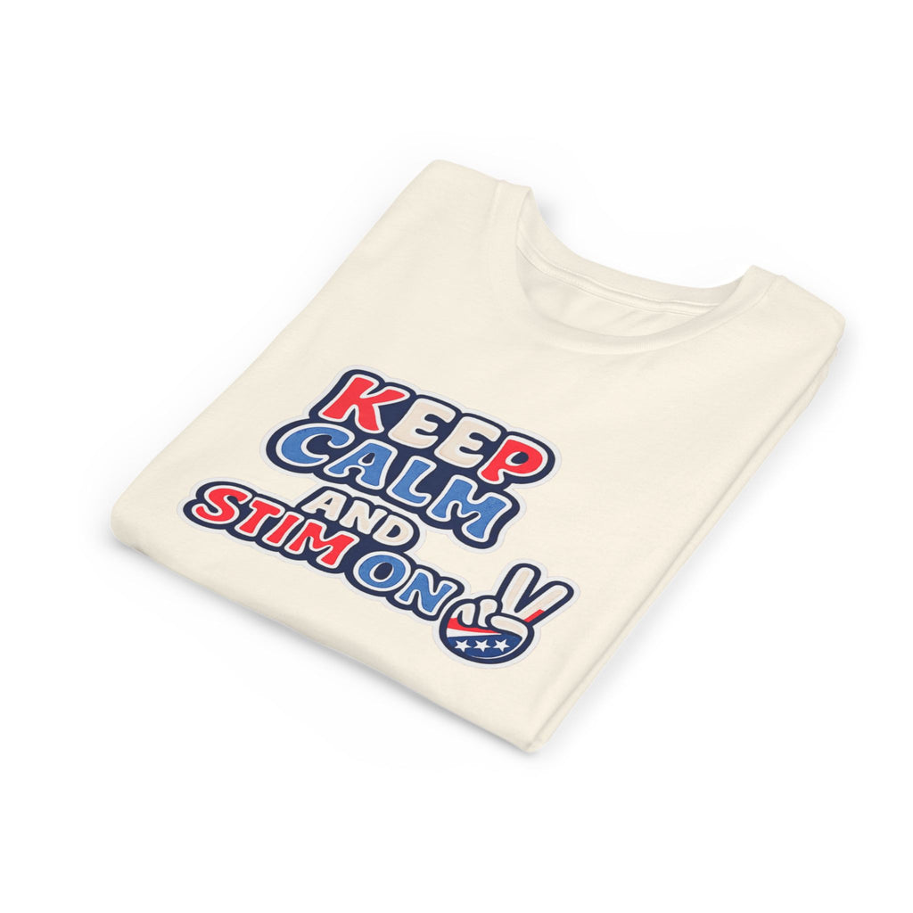 Keep Calm and Stim On Youth Shirt Autism Awareness T Shirt Peace Sign Tee Neurodivergent Kids Sensory Shirt Special Needs Gift
