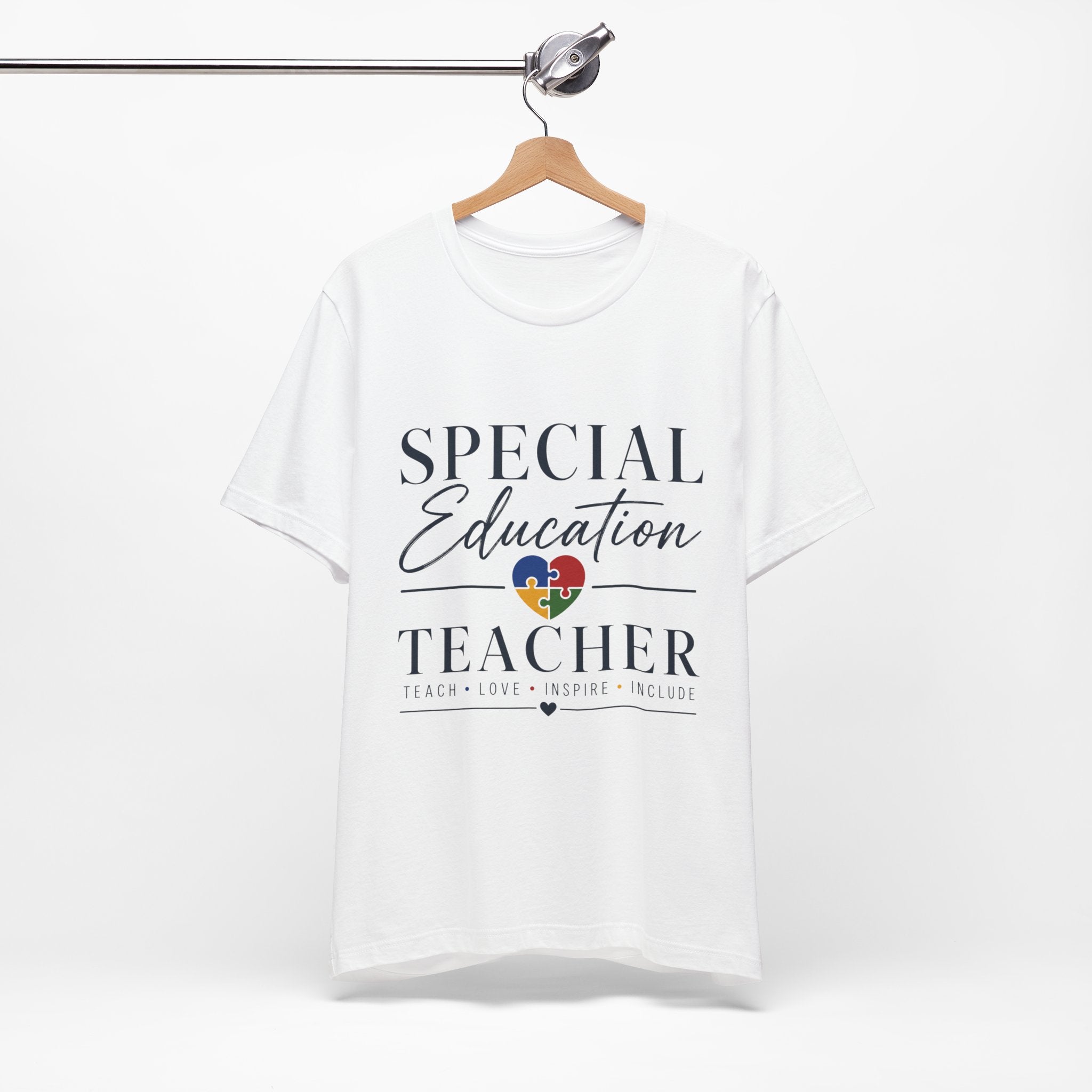 Special Education Teacher Shirt | Teach Love Inspire T-Shirt | Puzzle Heart Graphic Tee | Autism Acceptance Gift | Inclusive Teacher