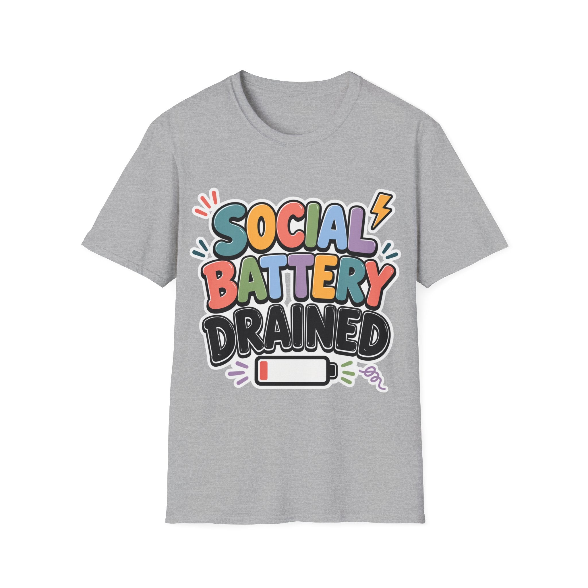 Social Battery Drained T-Shirt — Funny Introvert Graphic Tee