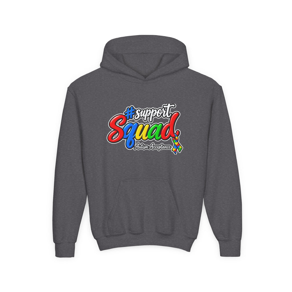 Support Squad Youth Hoodie, Autism Awareness Colorful Script Sweatshirt, Autism Acceptance Hoodie, Matching Family Squad Gift
