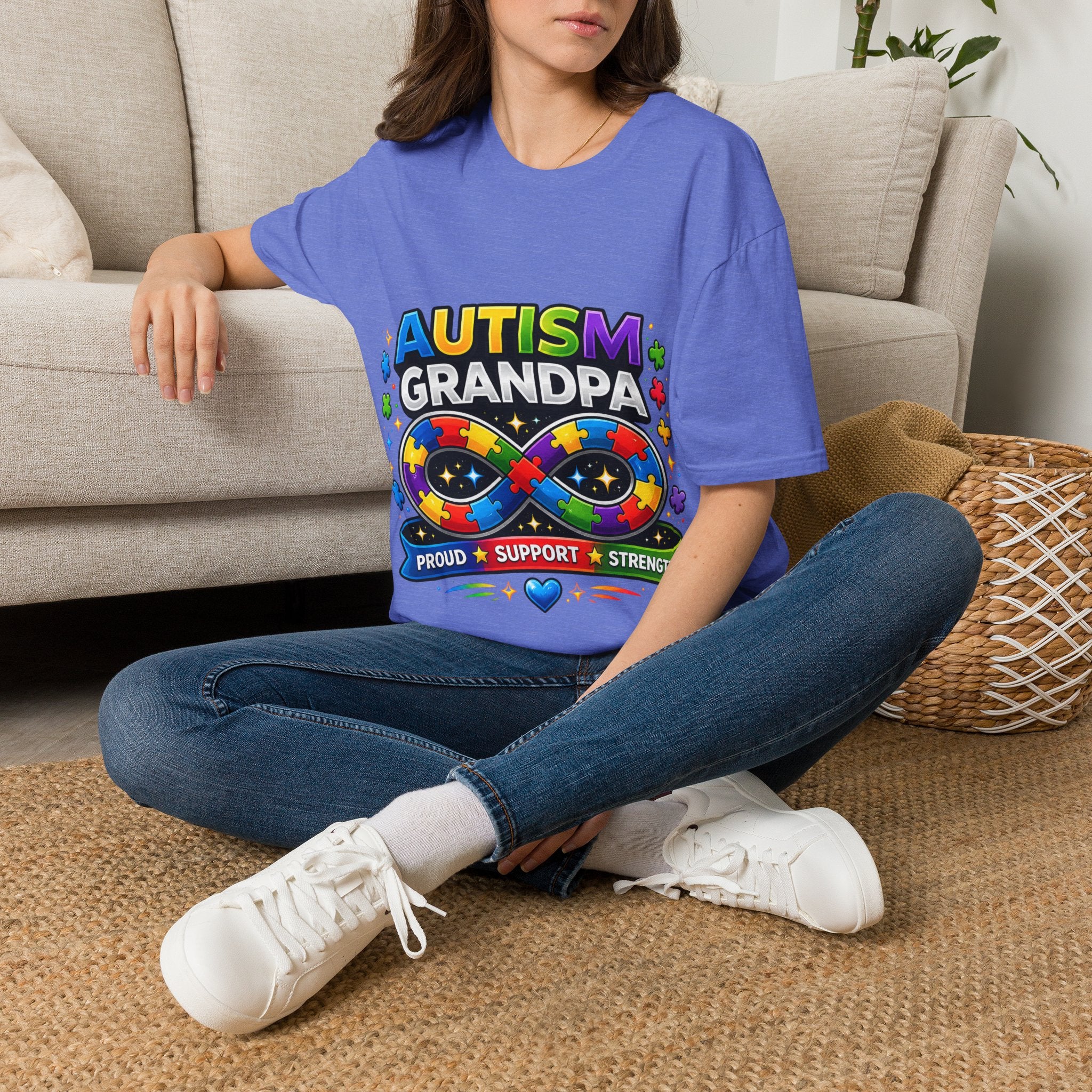 Autism Grandpa Shirt | Proud Autism Grandpa Tee | Puzzle Ribbon Infinity T-Shirt | Autism Awareness Gift for Grandpa