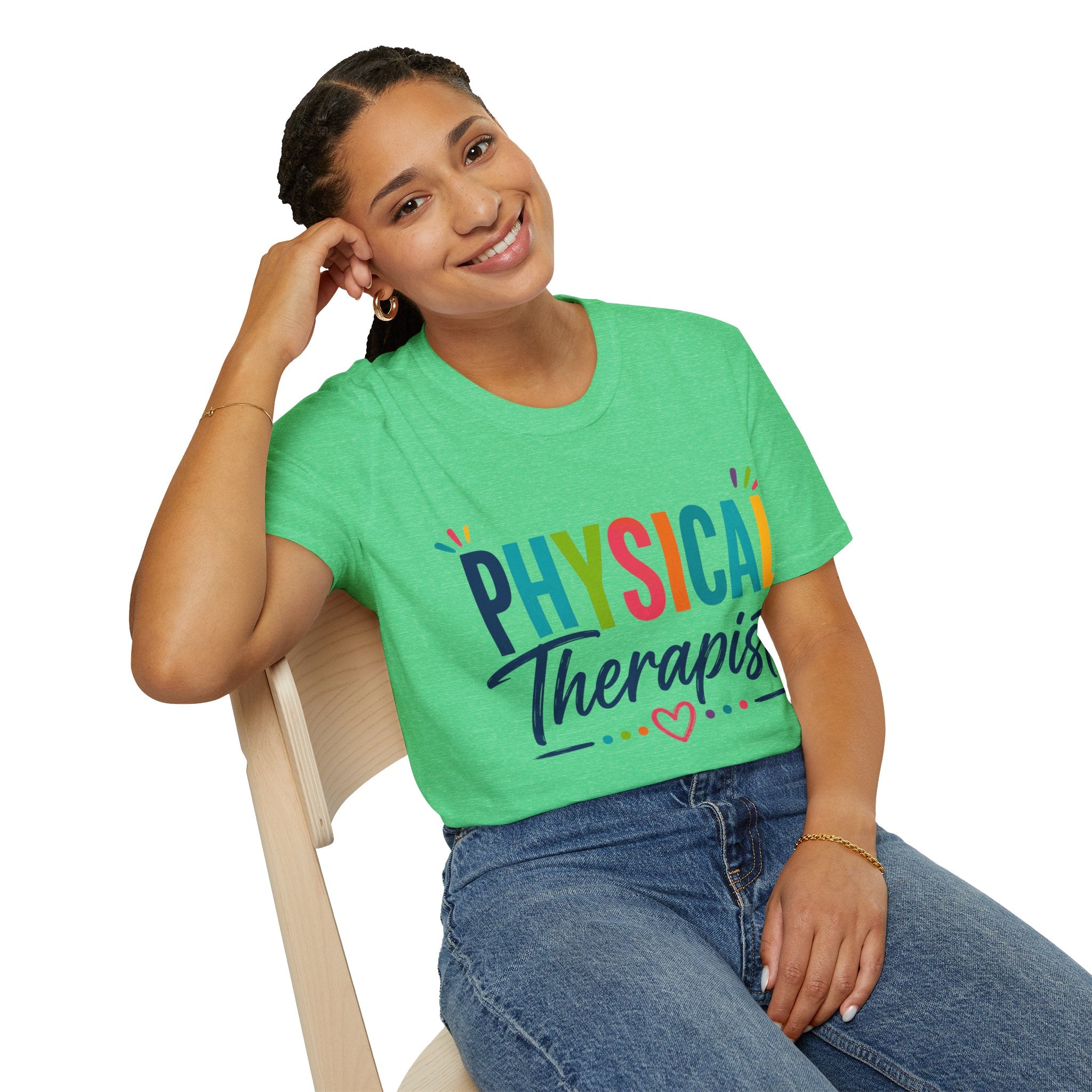 Physical Therapist Shirt | Colorful Typography Heart T-Shirt | Physical Therapy Gift | Healthcare Professional Apparel | Therapist Shirt
