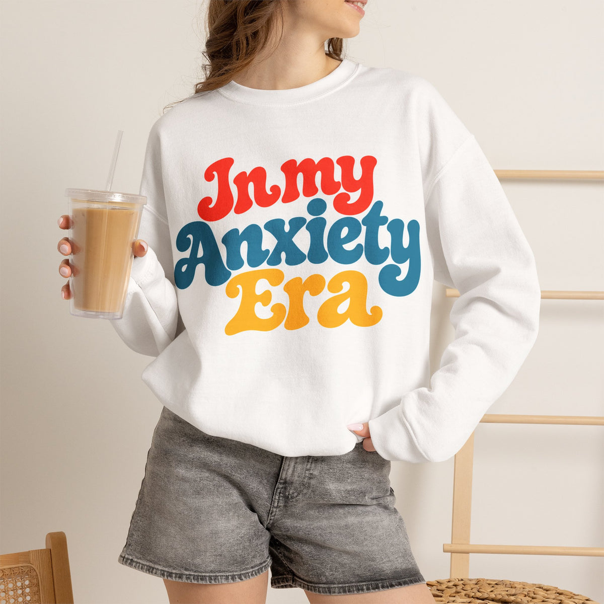 In My Anxiety Era sweatshirt | Crewneck Sweatshirt, Retro Script Mental Health Tee