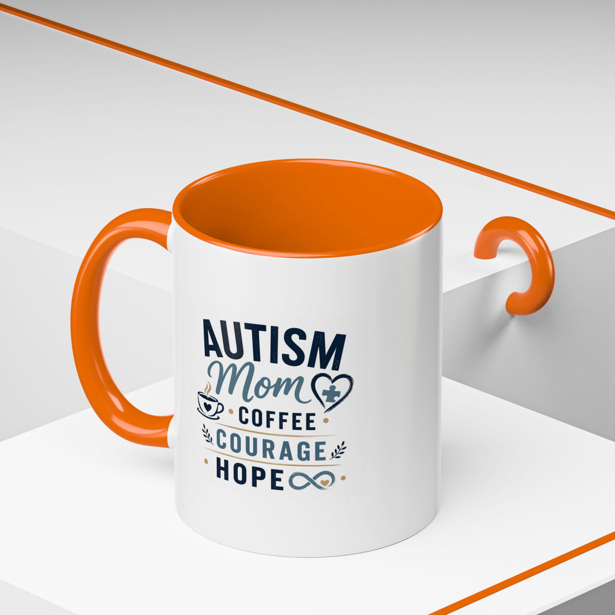 Autism Mom Coffee Mug | Accent Ceramic Mug 11oz  15oz | Puzzle Heart Infinity Design | Autism Awareness  Acceptance Gift | Special Needs