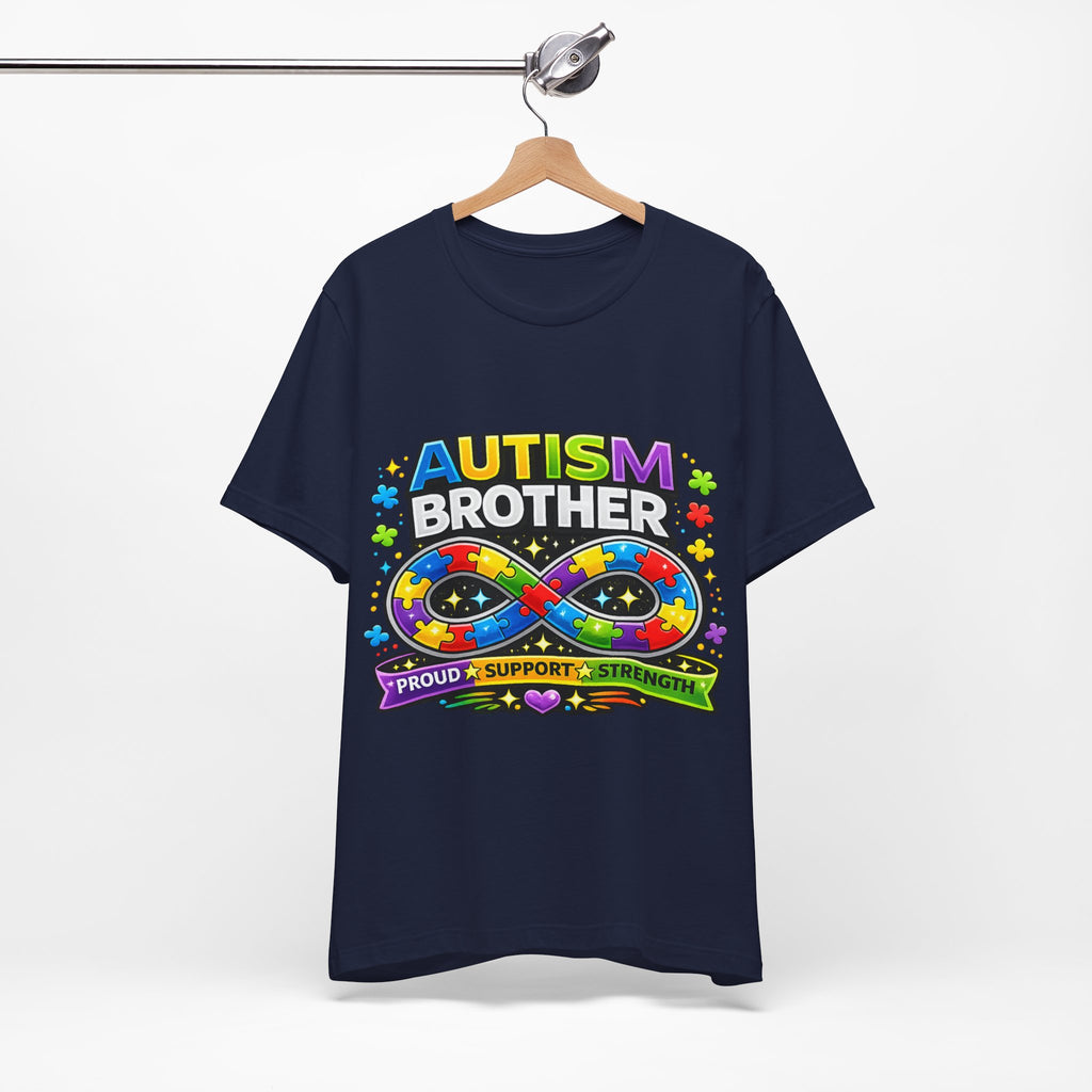 Autism Brother Infinity Puzzle Ribbon T-Shirt | Proud Support Strength