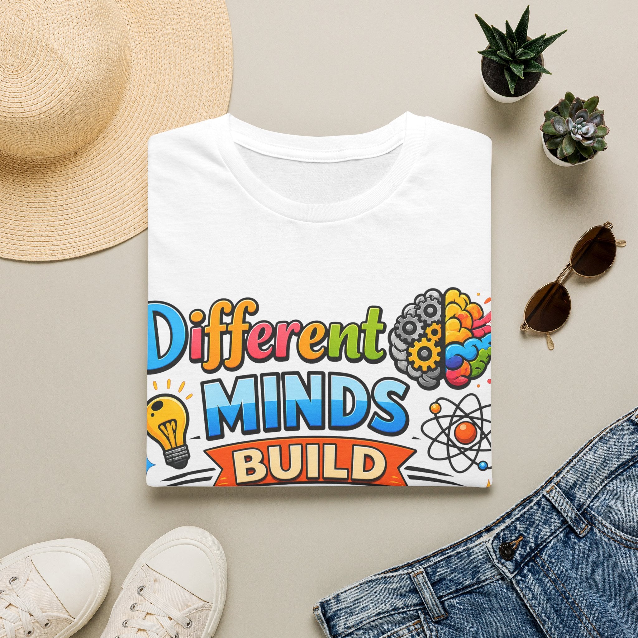 Different Minds Build Better Worlds T-Shirt | Inclusive Neurodiversity Tee