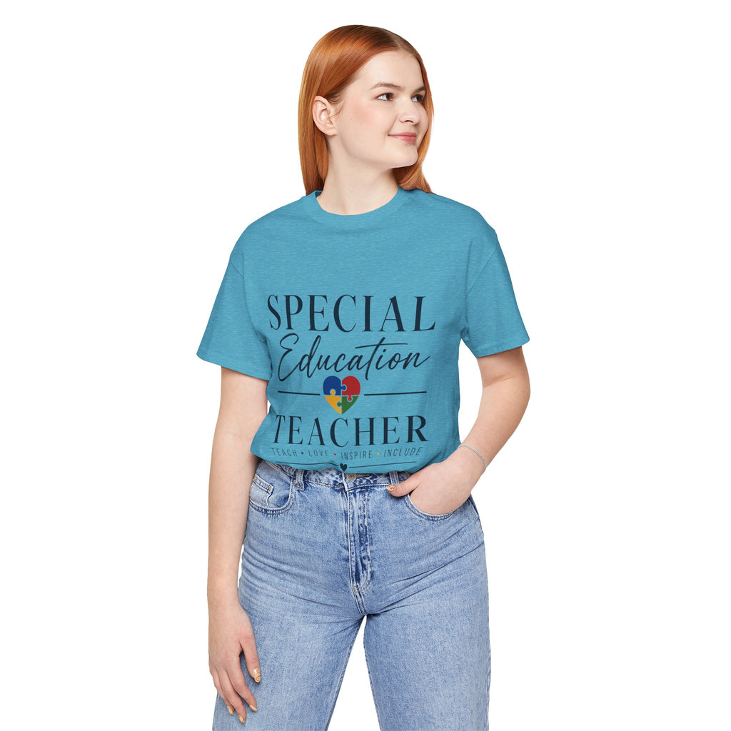 Special Education Teacher Shirt | Teach Love Inspire T-Shirt | Puzzle Heart Graphic Tee | Autism Acceptance Gift | Inclusive Teacher