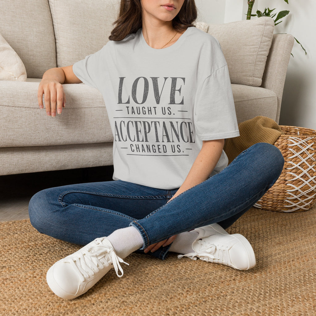 Love Taught Us Acceptance T-Shirt | Inspirational Typography Tee | Special Needs | Inclusion