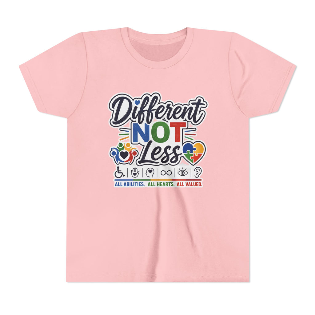 Youth Tee — "Different Not Less" Inclusive Pride Autism Awareness Shirt