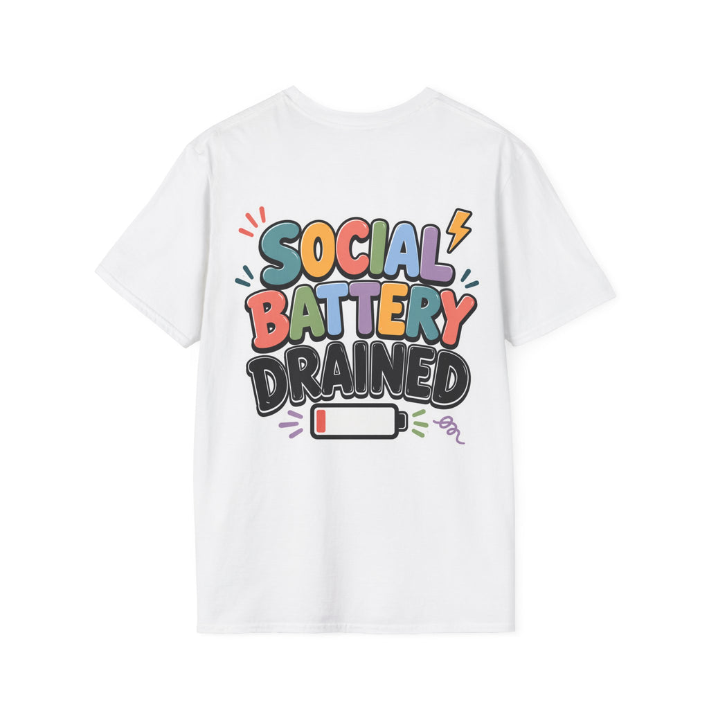 Social Battery Drained Shirt | Funny Introvert T-Shirt | Social Anxiety Graphic Tee | Mental Health Humor Shirt | Unisex Gift