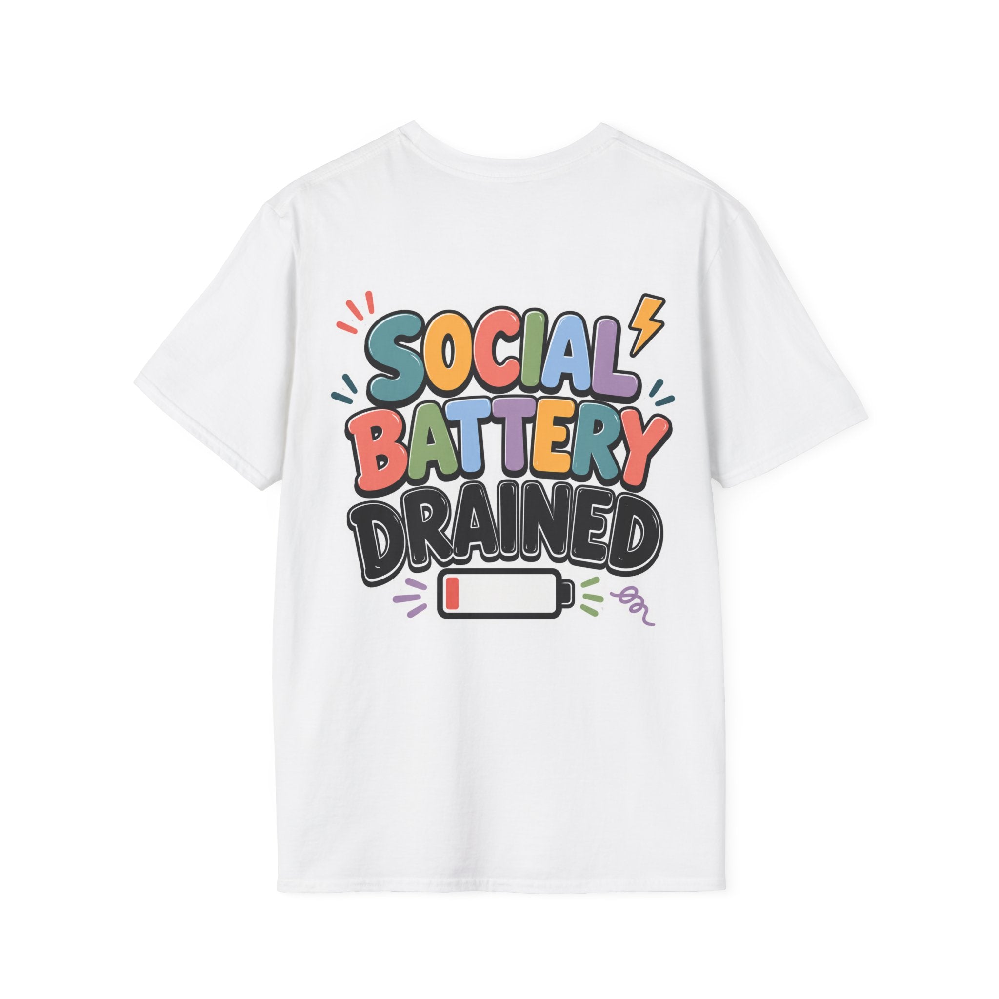 Social Battery Drained Shirt | Funny Introvert T-Shirt | Social Anxiety Graphic Tee | Mental Health Humor Shirt | Unisex Gift