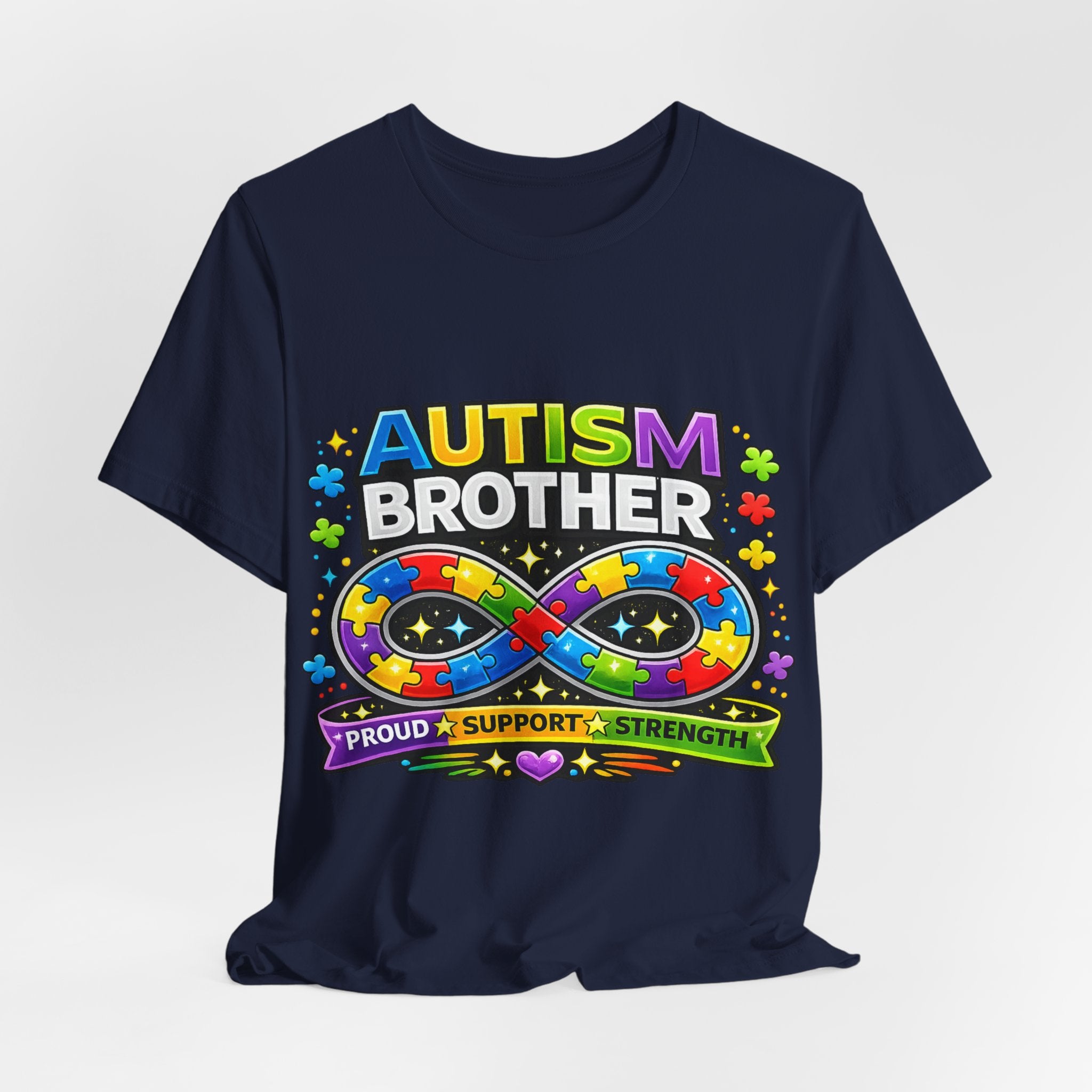 Autism Brother Infinity Puzzle Ribbon T-Shirt | Proud Support Strength
