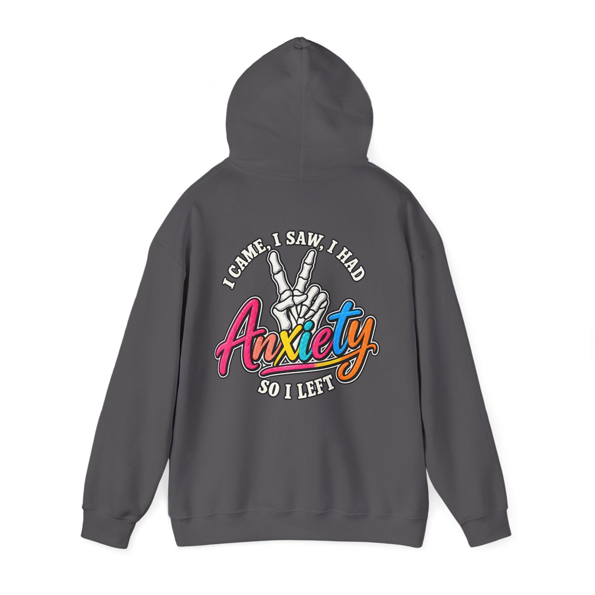 I Came I Saw I Had Anxiety Hoodie, Peace Hand Colorful Script Sweatshirt, Funny Mental Health Crewneck, Anxiety Humor Gift