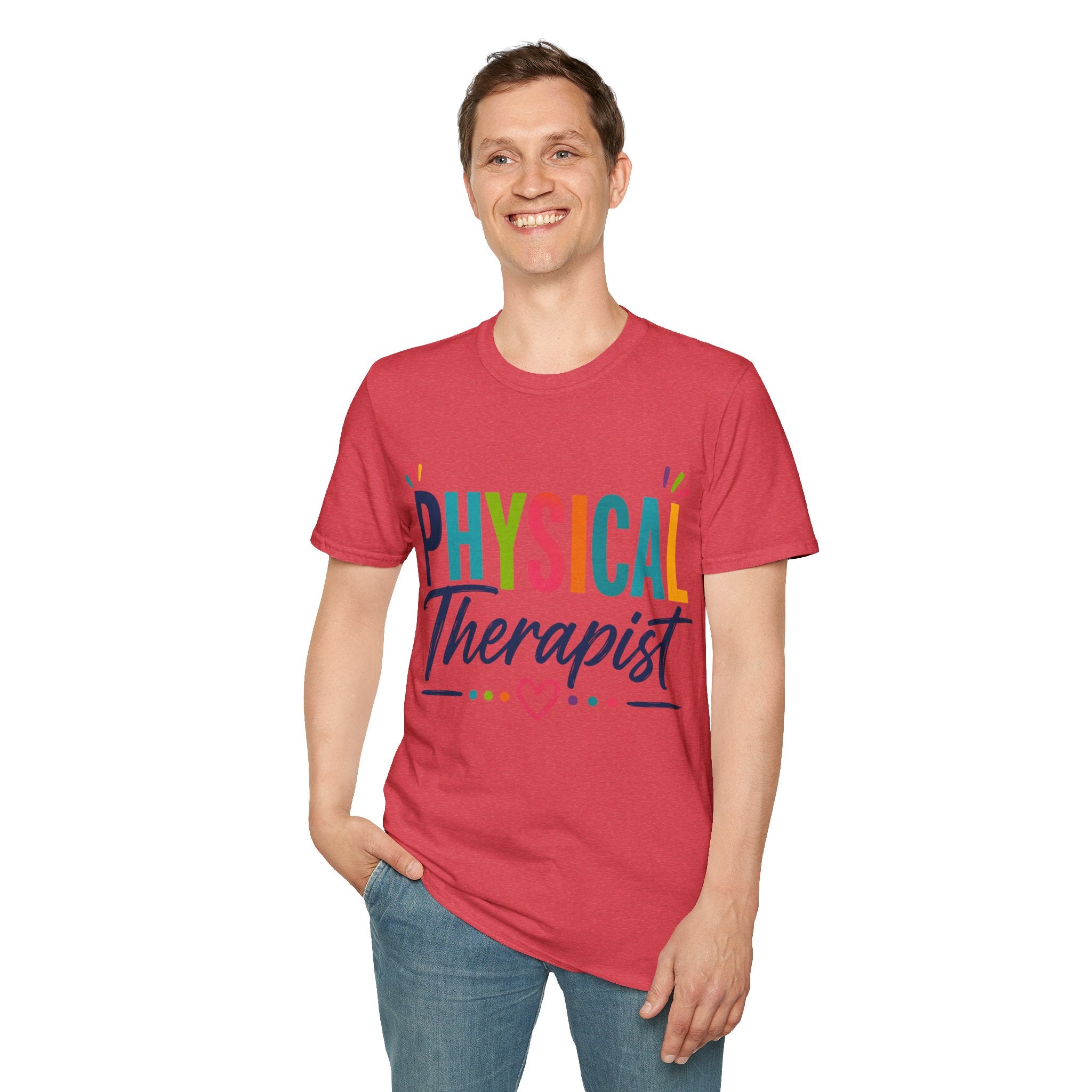 Physical Therapist Shirt | Colorful Typography Heart T-Shirt | Physical Therapy Gift | Healthcare Professional Apparel | Therapist Shirt