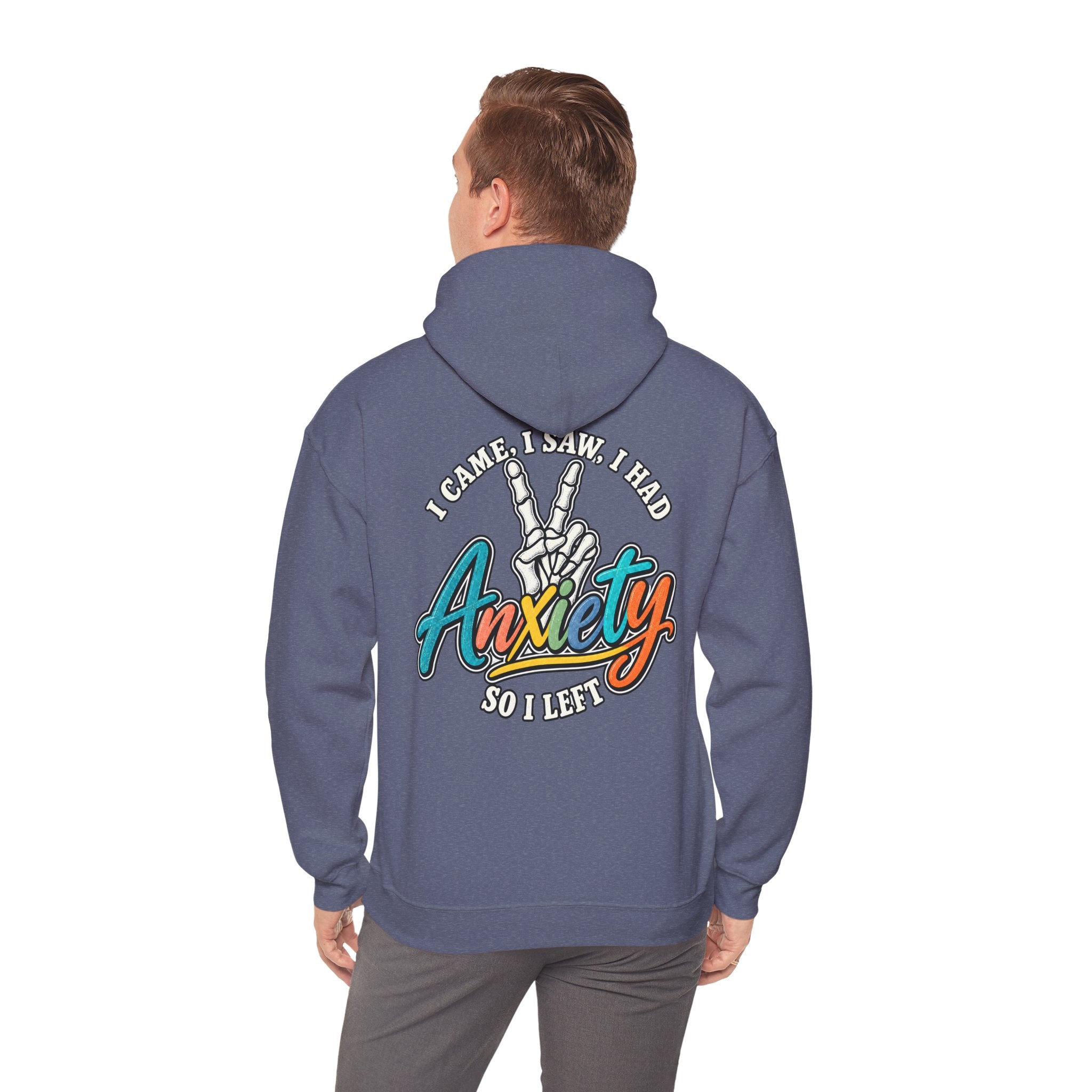 I Came I Saw I Had Anxiety Hoodie, Peace Hand Colorful Script Sweatshirt, Funny Mental Health Crewneck, Anxiety Humor Gift