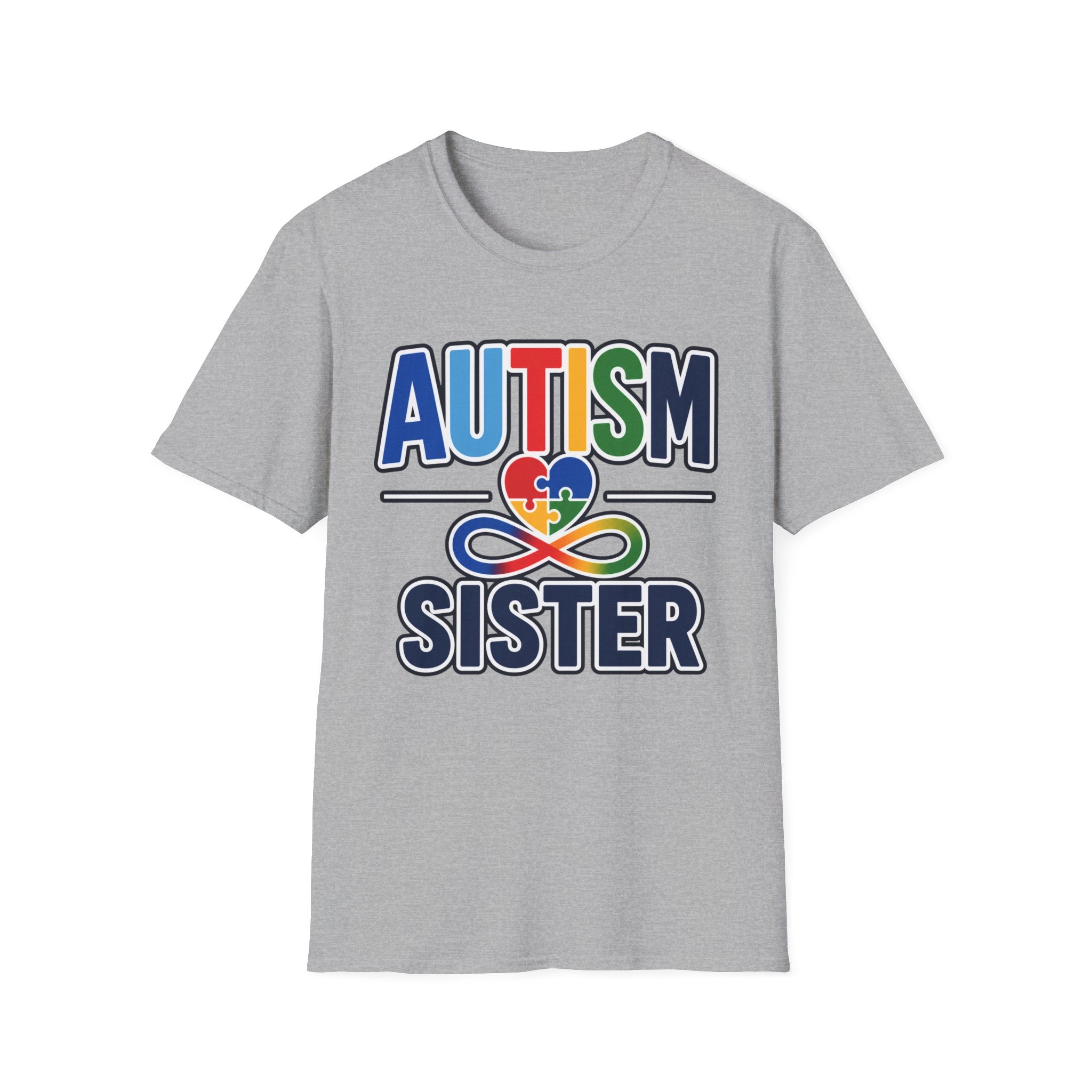 Autism Heart Puzzle Infinity Sister T-Shirt | Rainbow Awareness