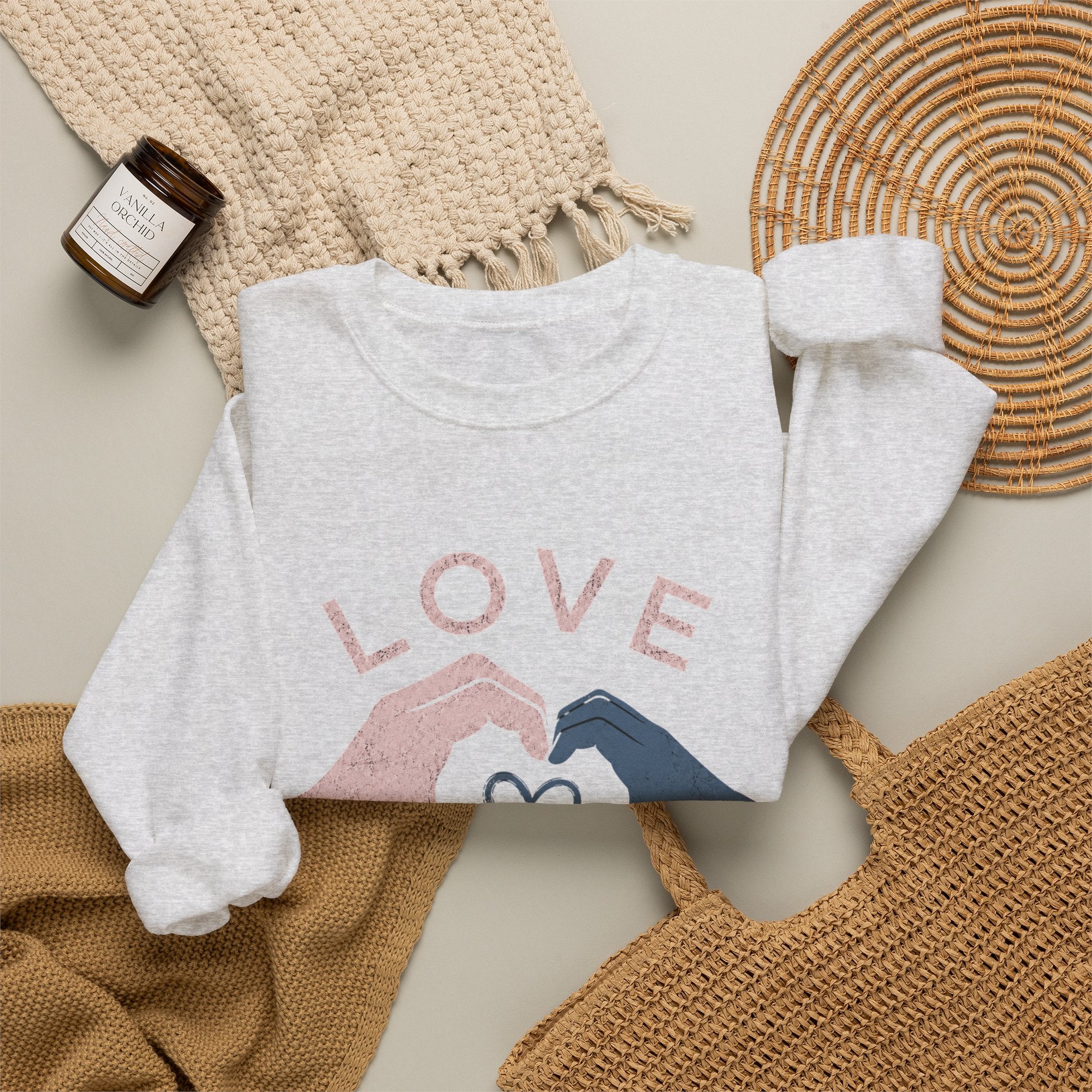 Autism Acceptance Sweatshirt | Love Makes Us Strong Crewneck | Heart Hands Sweatshirt | Neurodiversity Gift | Inclusion Apparel