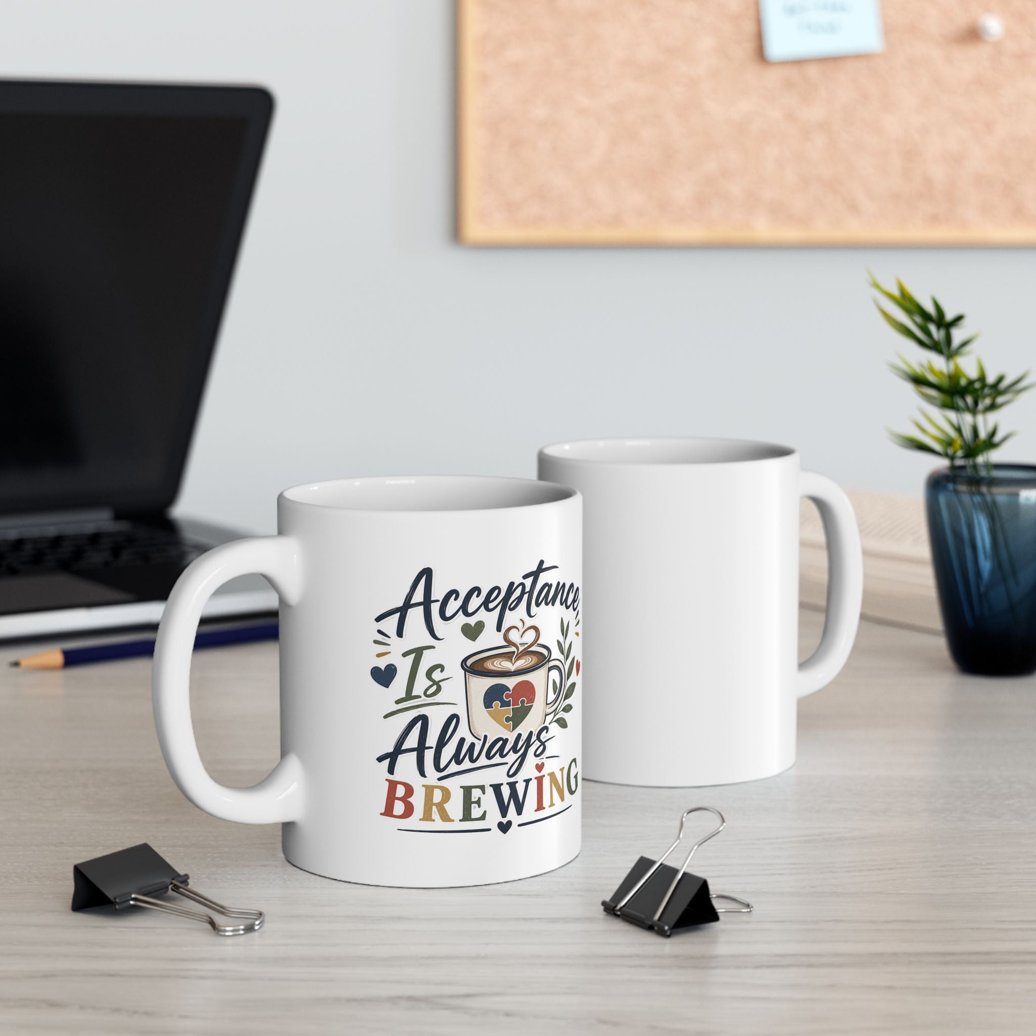 Acceptance Is Always Brewing | Coffee Lover Mug | Autism Acceptance| Barista Gift