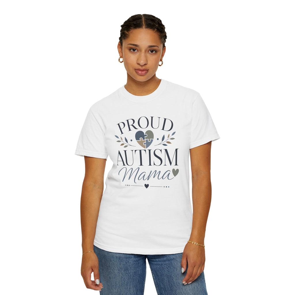 Autism Mama T-Shirt, Proud Autism Mom Shirt with Puzzle Heart Design, Autism Awareness & Acceptance Gift