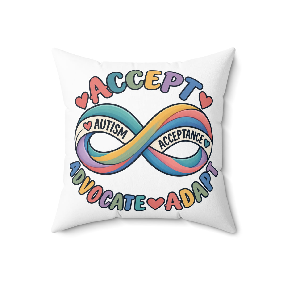 Autism Acceptance Infinity Pillow, Accept Advocate Adapt Throw Pillow Cover, Autism Awareness Home Decor, Neurodiversity Gift Pillow