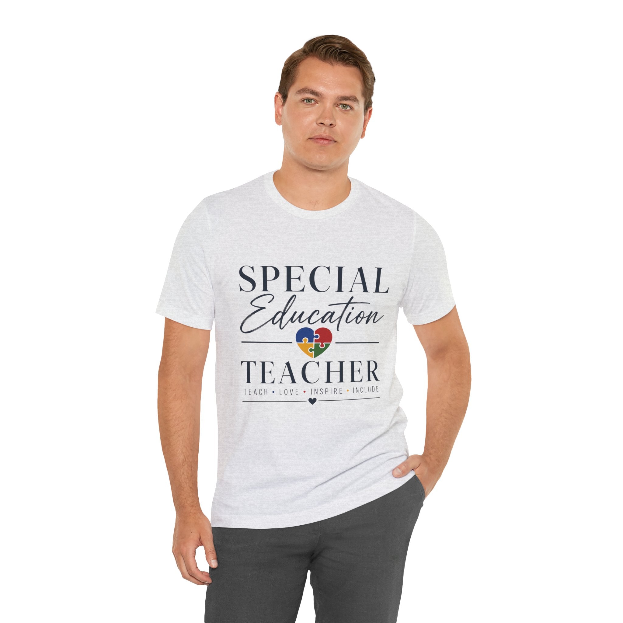 Special Education Teacher Shirt | Teach Love Inspire T-Shirt | Puzzle Heart Graphic Tee | Autism Acceptance Gift | Inclusive Teacher