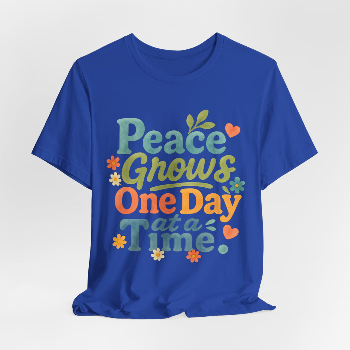 Peace Grows One Day at a Time Tee | Positive Quote Floral Typography