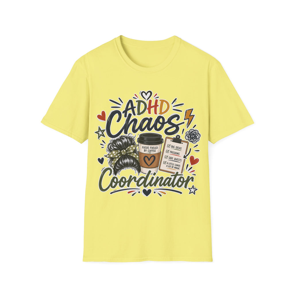ADHD Chaos Coordinator Shirt | Funny ADHD T-Shirt | ADHD Awareness Graphic Shirt | Mental Health Gift | Coffee & Chaos Apparel