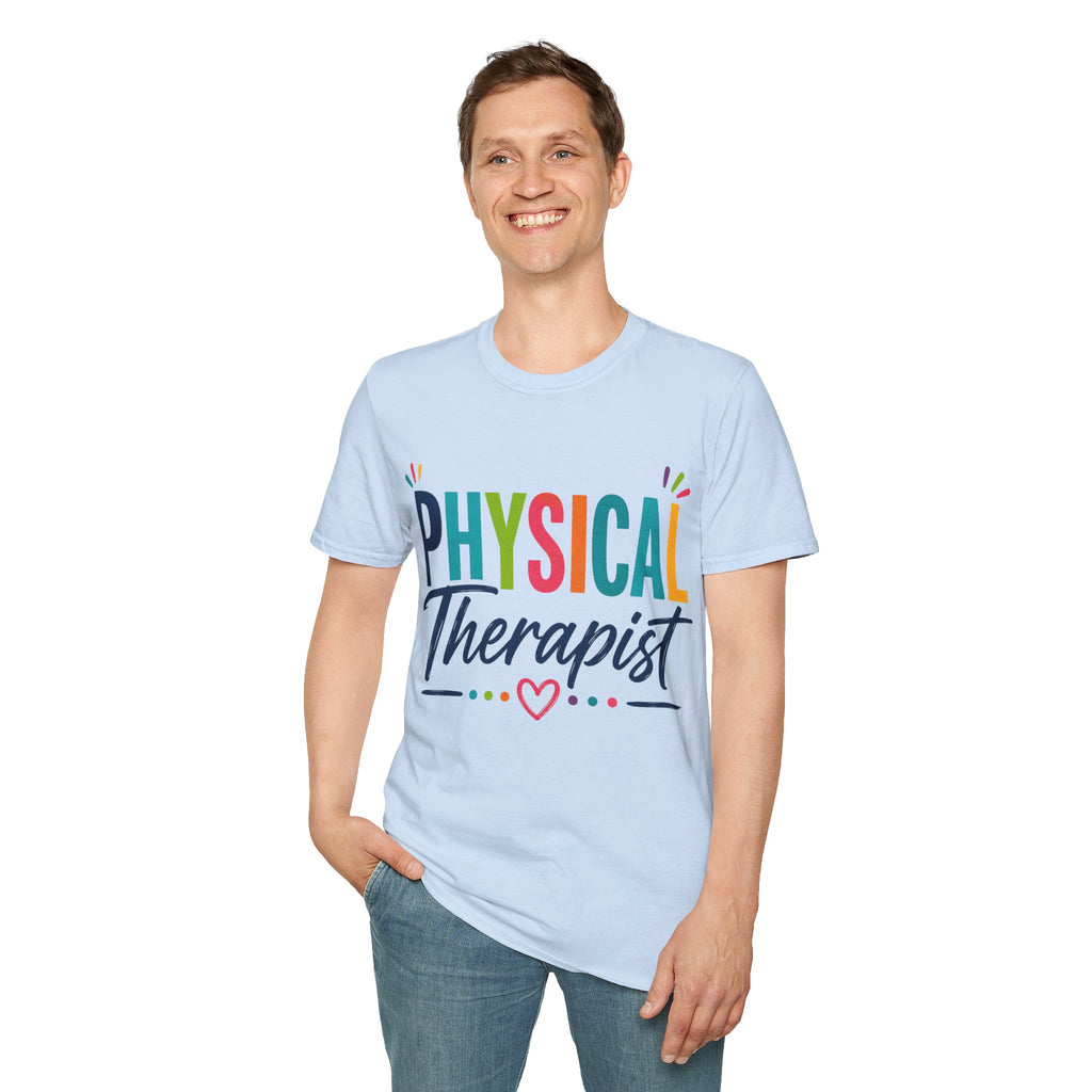 Physical Therapist Shirt | Colorful Typography Heart T-Shirt | Physical Therapy Gift | Healthcare Professional Apparel | Therapist Shirt