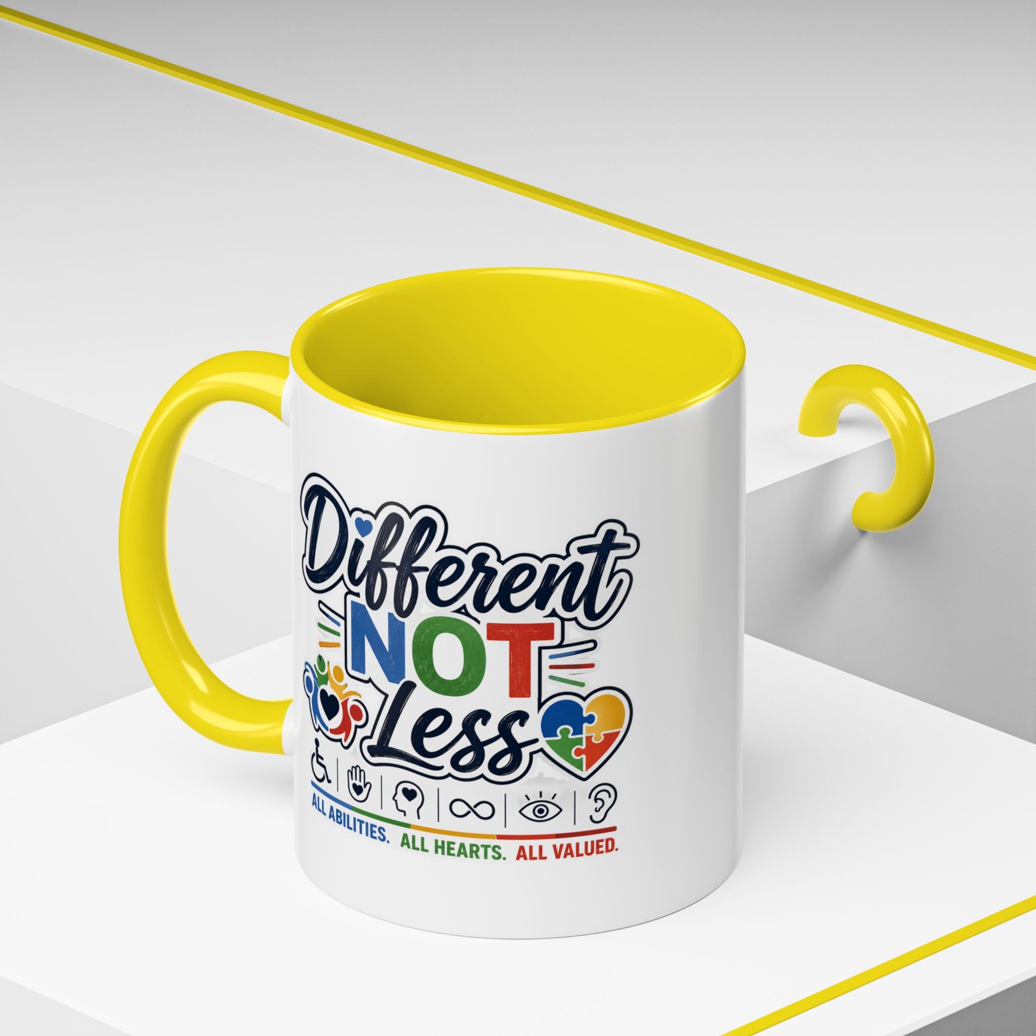 Different Not Less Accent Coffee Mug – Disability Pride Inspirational 11/15oz