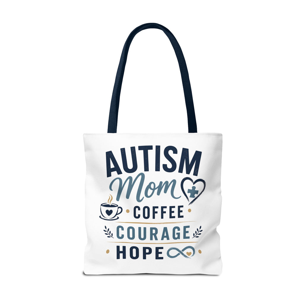 Autism Mom Coffee Courage Hope Tote Bag | Autism Acceptance Gift for Mom | Neurodiversity Canvas Tote | Special Needs Mom Bag