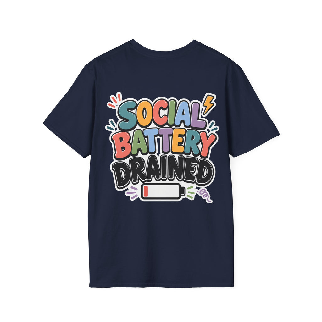 Social Battery Drained Shirt | Funny Introvert T-Shirt | Social Anxiety Graphic Tee | Mental Health Humor Shirt | Unisex Gift