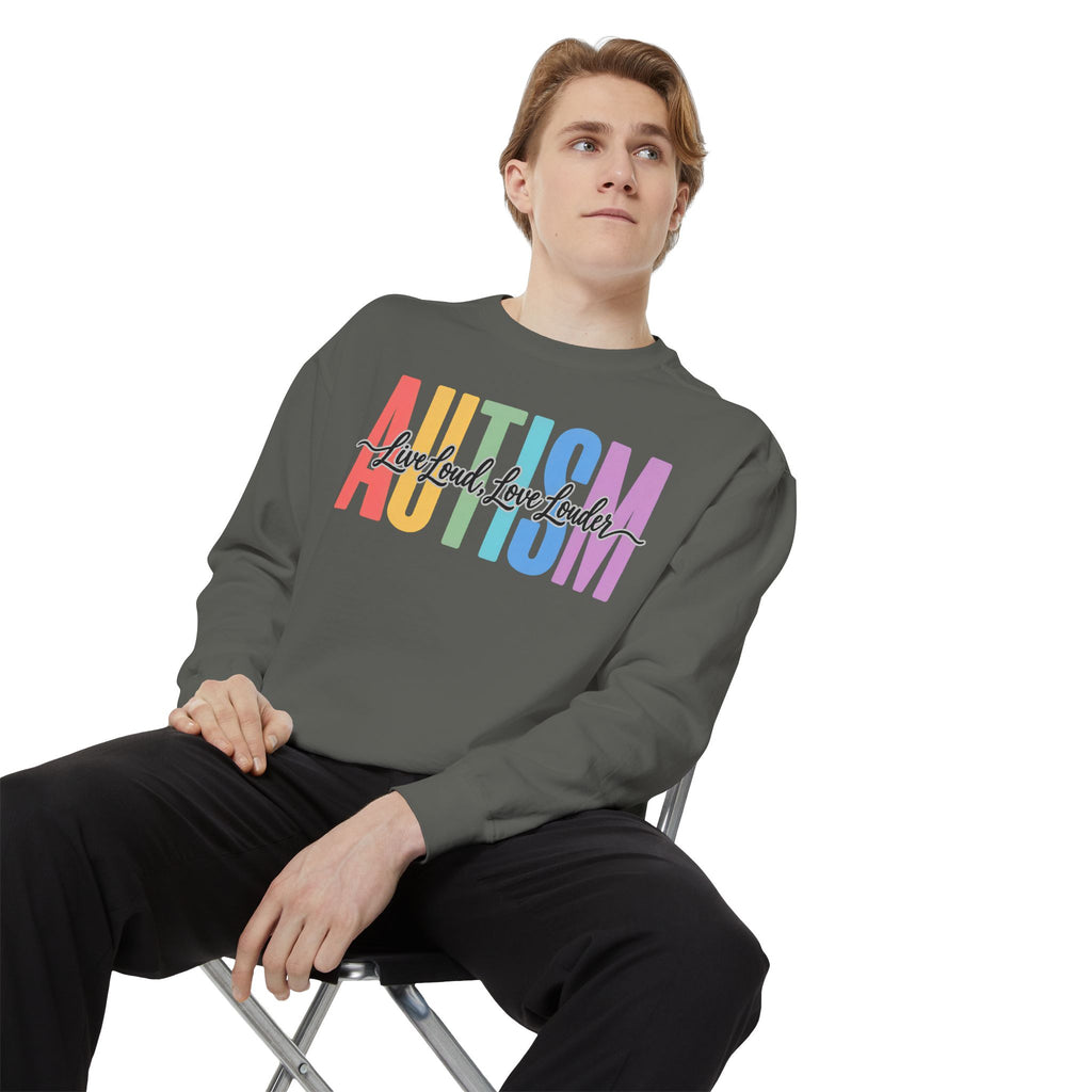 Autism Rainbow Block Letters Sweatshirt, Live Loud Love Louder Crewneck, Autism Awareness Colorful Hoodie, Autism Acceptance Gift