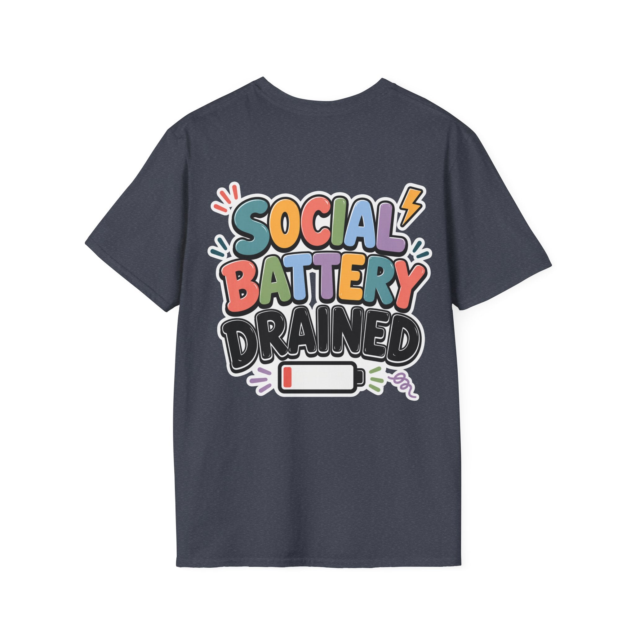 Social Battery Drained Shirt | Funny Introvert T-Shirt | Social Anxiety Graphic Tee | Mental Health Humor Shirt | Unisex Gift