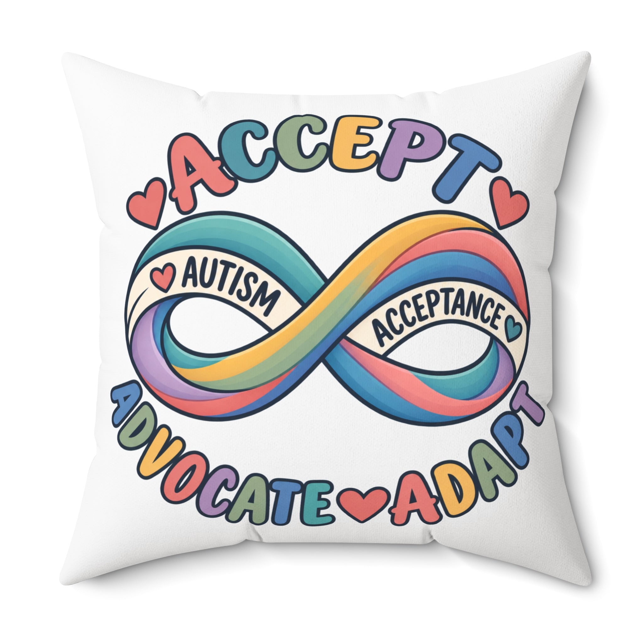 Autism Acceptance Infinity Pillow, Accept Advocate Adapt Throw Pillow Cover, Autism Awareness Home Decor, Neurodiversity Gift Pillow