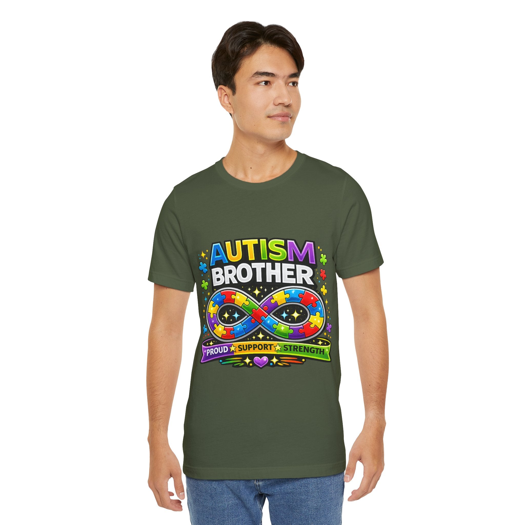 Autism Brother Infinity Puzzle Ribbon T-Shirt | Proud Support Strength
