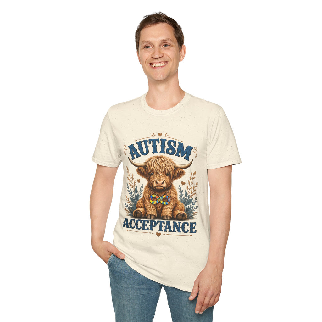 Autism Acceptance Highland Cow T-Shirt | Awareness, Support