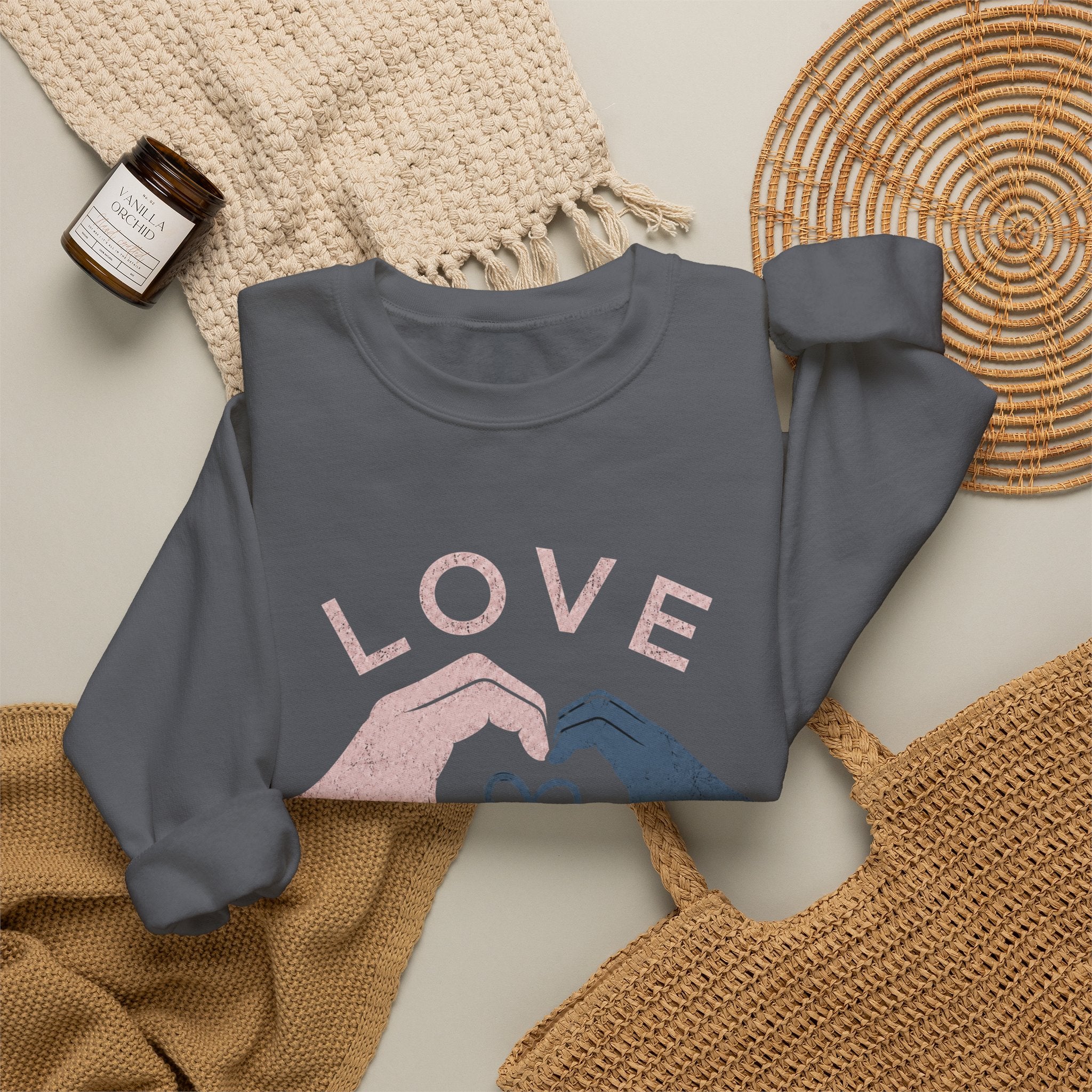Autism Acceptance Sweatshirt | Love Makes Us Strong Crewneck | Heart Hands Sweatshirt | Neurodiversity Gift | Inclusion Apparel