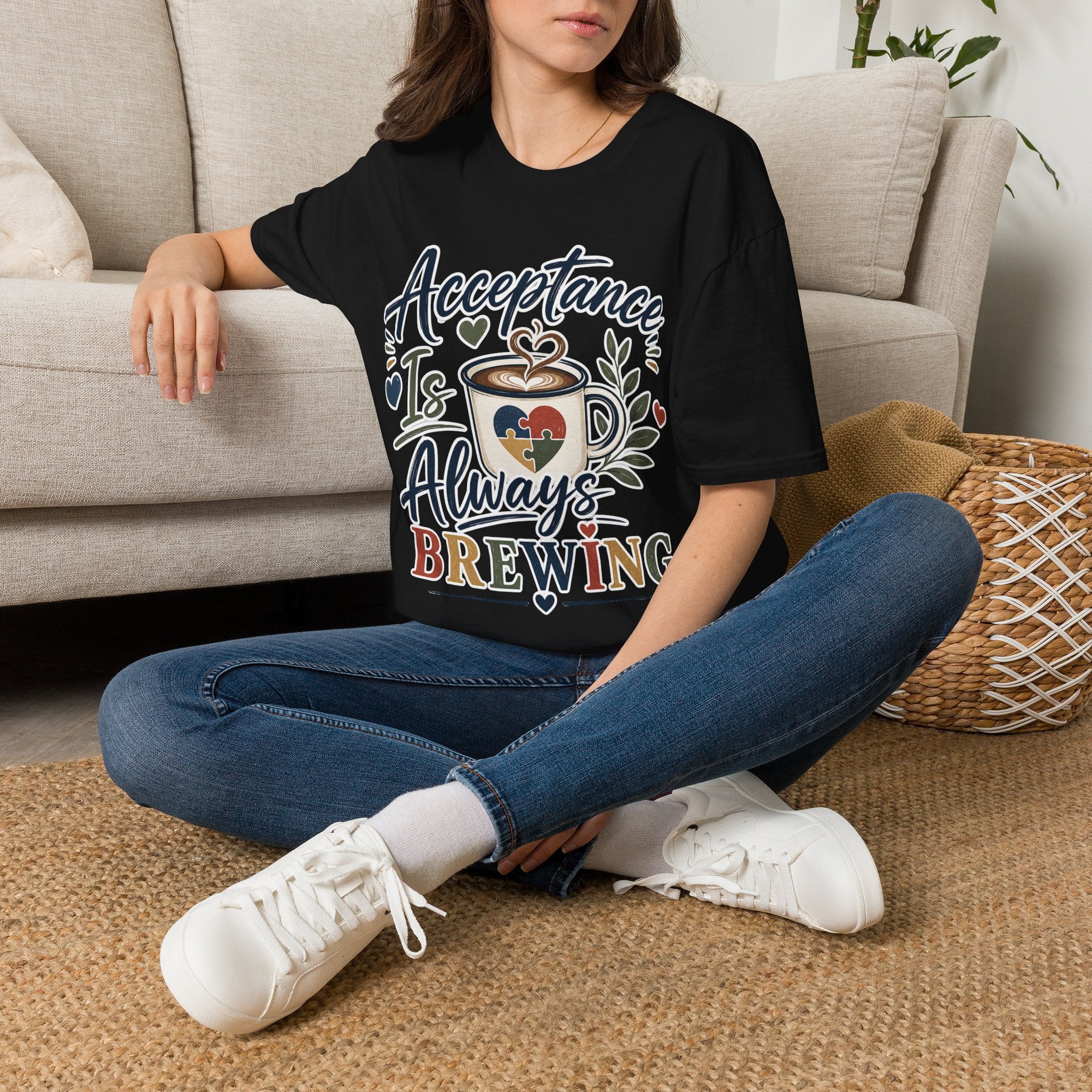 Acceptance Is Always Brewing Shirt | Coffee Lover T-Shirt | Autism Acceptance Tee | Inclusive Graphic Shirt | Barista Gift
