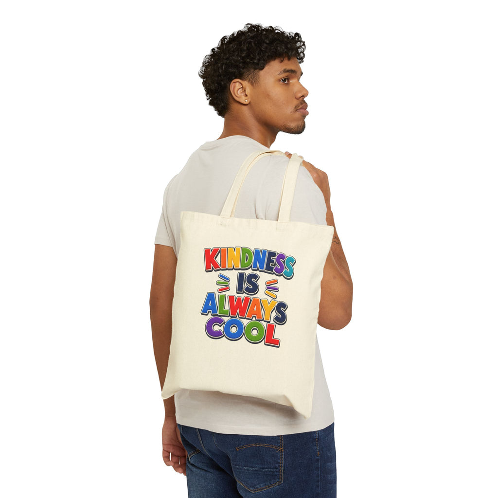 Kindness Is Always Cool Tote Bag | Rainbow Positive Message