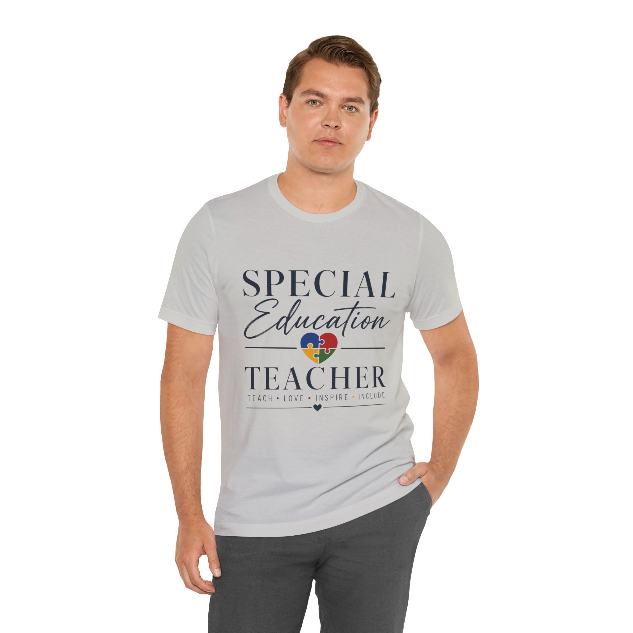 Special Education Teacher Shirt | Teach Love Inspire T-Shirt | Puzzle Heart Graphic Tee | Autism Acceptance Gift | Inclusive Teacher