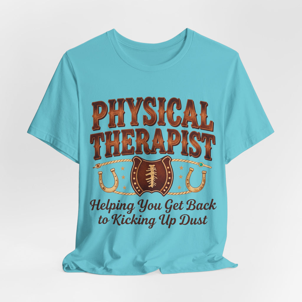 Physical Therapist Football Horseshoes Tee | Helping You Get Back to Kicking Up Dust