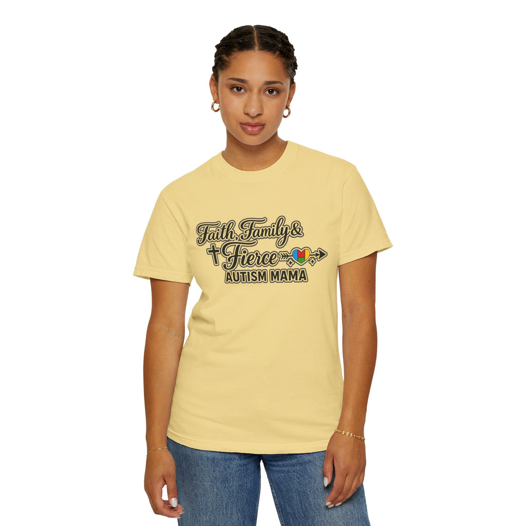 Faith Family Fierce Autism Mama Shirt, Autism Mom T-Shirt, Christian Autism Mom Gift, Fierce Mama Tee, Special Needs Mom Shirt
