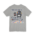 Messy Bun Coffee Mom Life Autism Acceptance Shirt | Autism Mom T-Shirt | Neurodiversity Support Tee | Special Needs Mom Gift