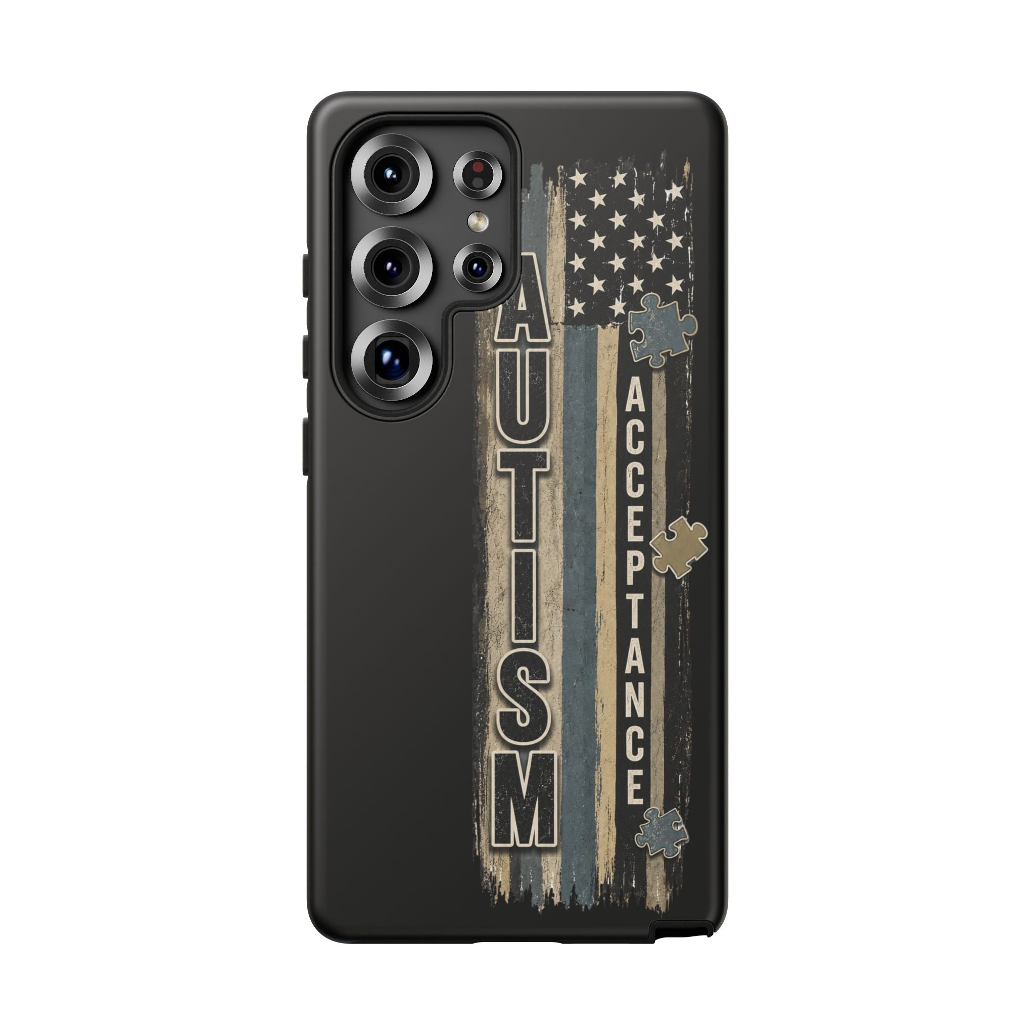 Autism Acceptance Phone Case Puzzle Piece Flag iPhone Samsung Tough Case Autism Awareness Neurodiversity Gift Special Needs Case