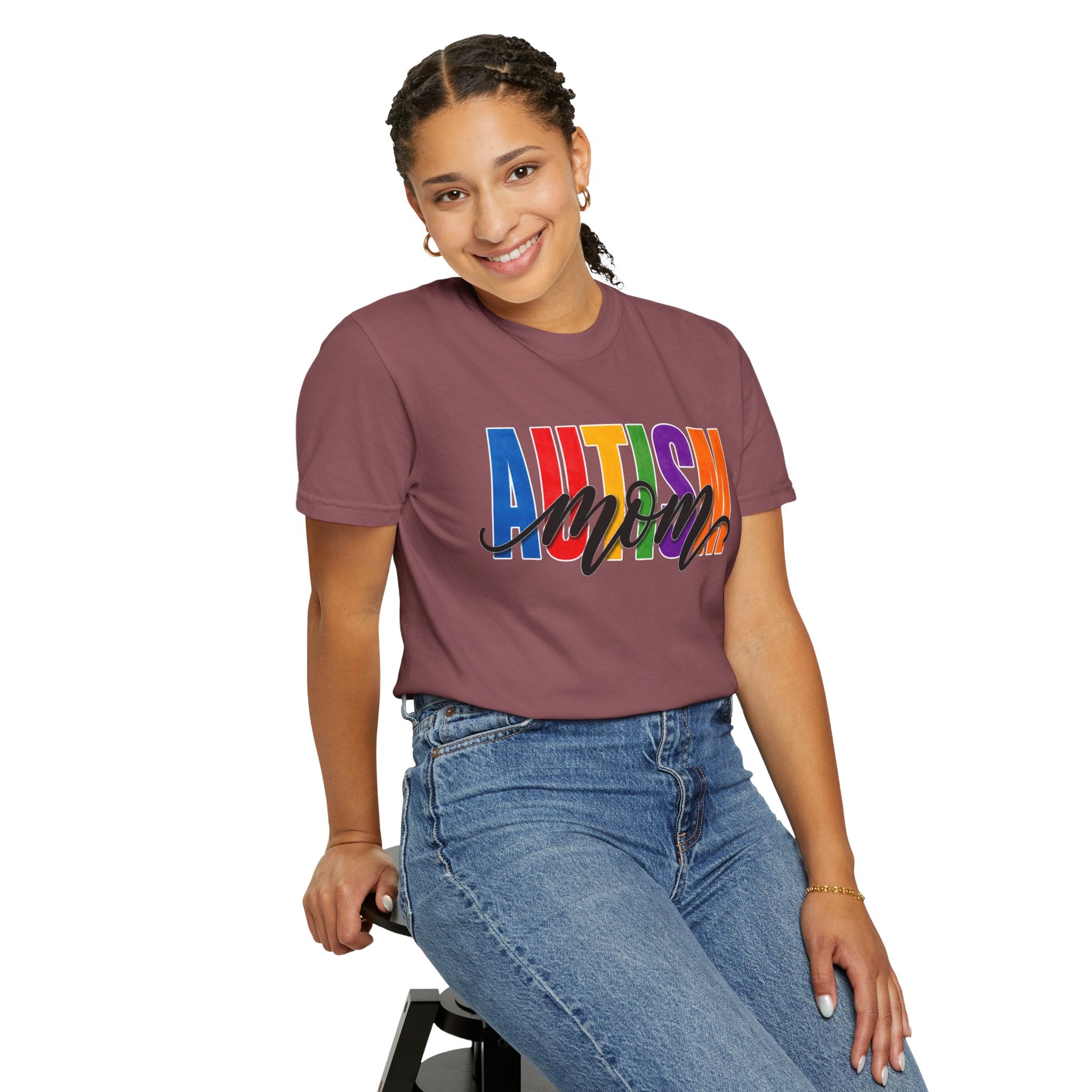Autism Mom Shirt Autism Mom T Shirt Rainbow Block Letter Tee Script Mom Graphic Autism Awareness Autism Acceptance Gift for Mom
