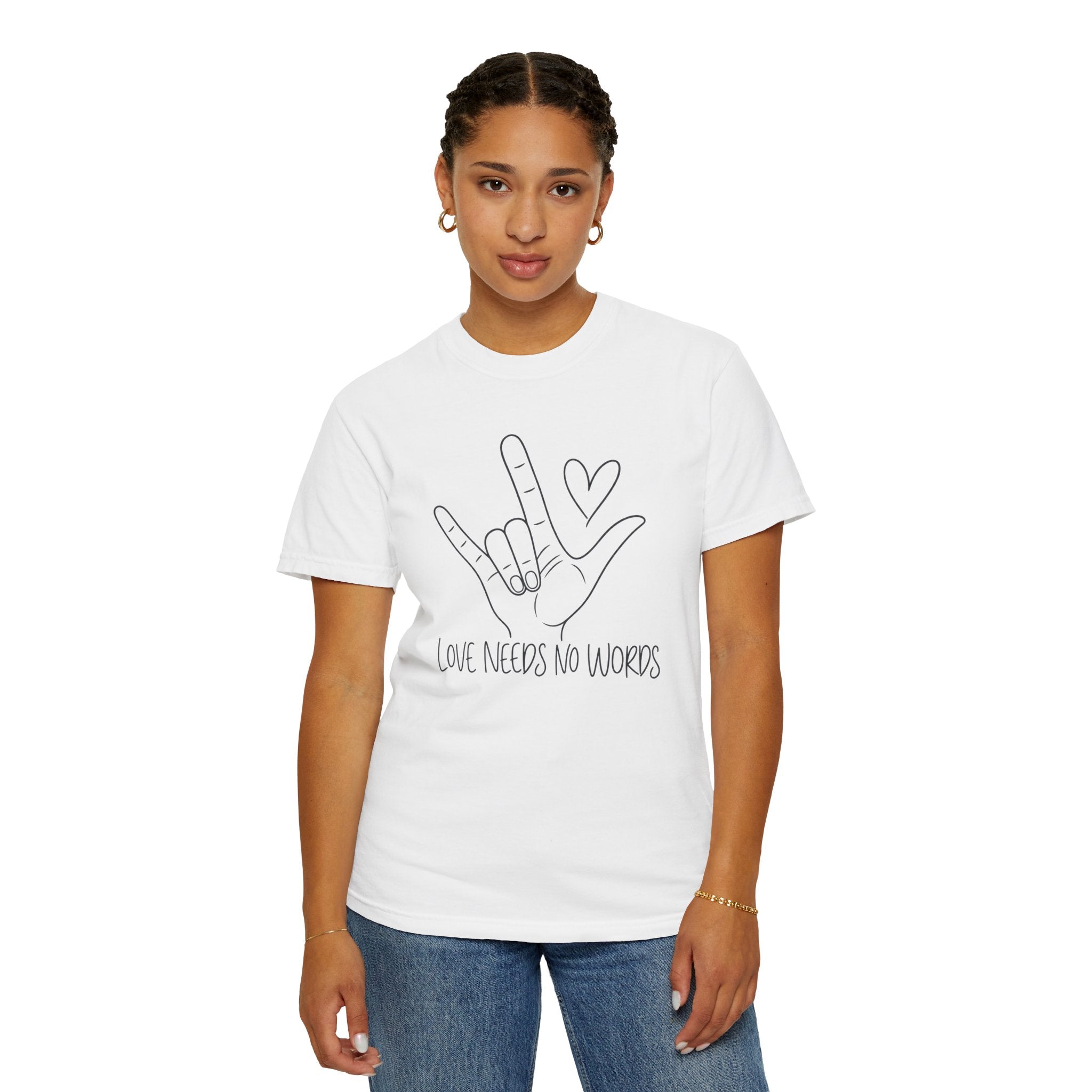 Love Needs No Words Shirt, ASL I Love You Hand Sign Tee, Autism Acceptance T-Shirt, Nonverbal Communication Gift, Sign Language Shirt