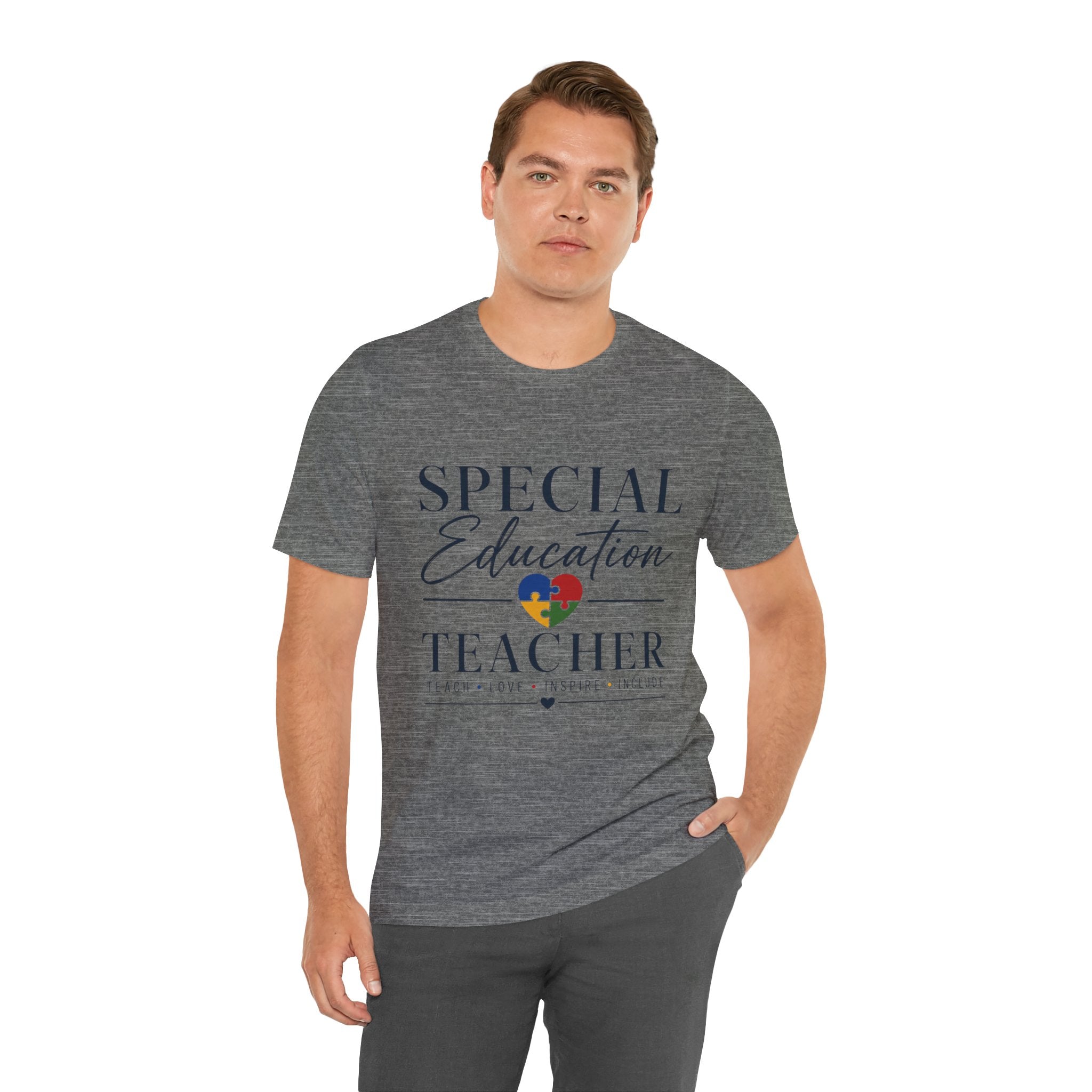 Special Education Teacher Shirt | Teach Love Inspire T-Shirt | Puzzle Heart Graphic Tee | Autism Acceptance Gift | Inclusive Teacher