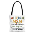 Autism Mom Ribbon Typography Tote Bag, Autism Awareness Tote, Autism Support Bag, Autism Mom Gift, Neurodiversity Canvas Tote Bag