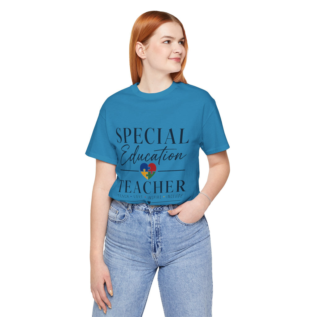 Special Education Teacher Shirt | Teach Love Inspire T-Shirt | Puzzle Heart Graphic Tee | Autism Acceptance Gift | Inclusive Teacher